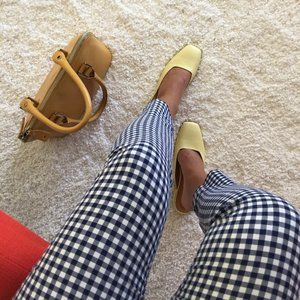 Zara Gingham Blue Ankle Ruffle Pocket Trouser Pant